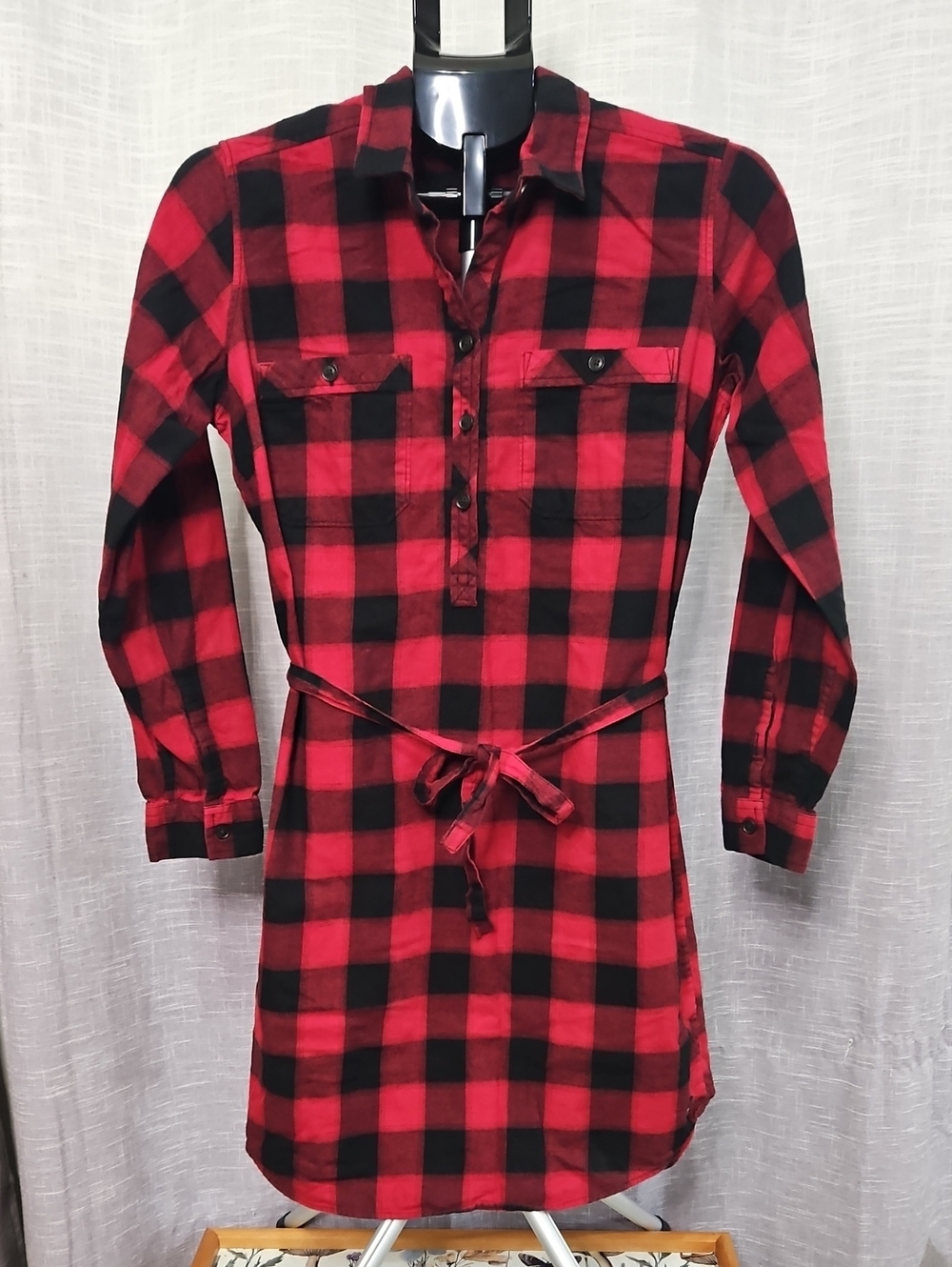 Eddie Bauer Plaid Long Sleeve Shirt Dress